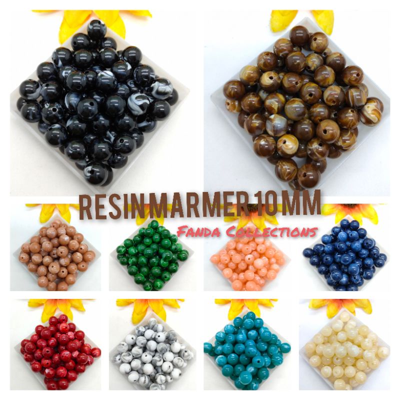 30 pcs Monte Marmer 10 mm / manik marmer / bahan gelang / bahan meronce