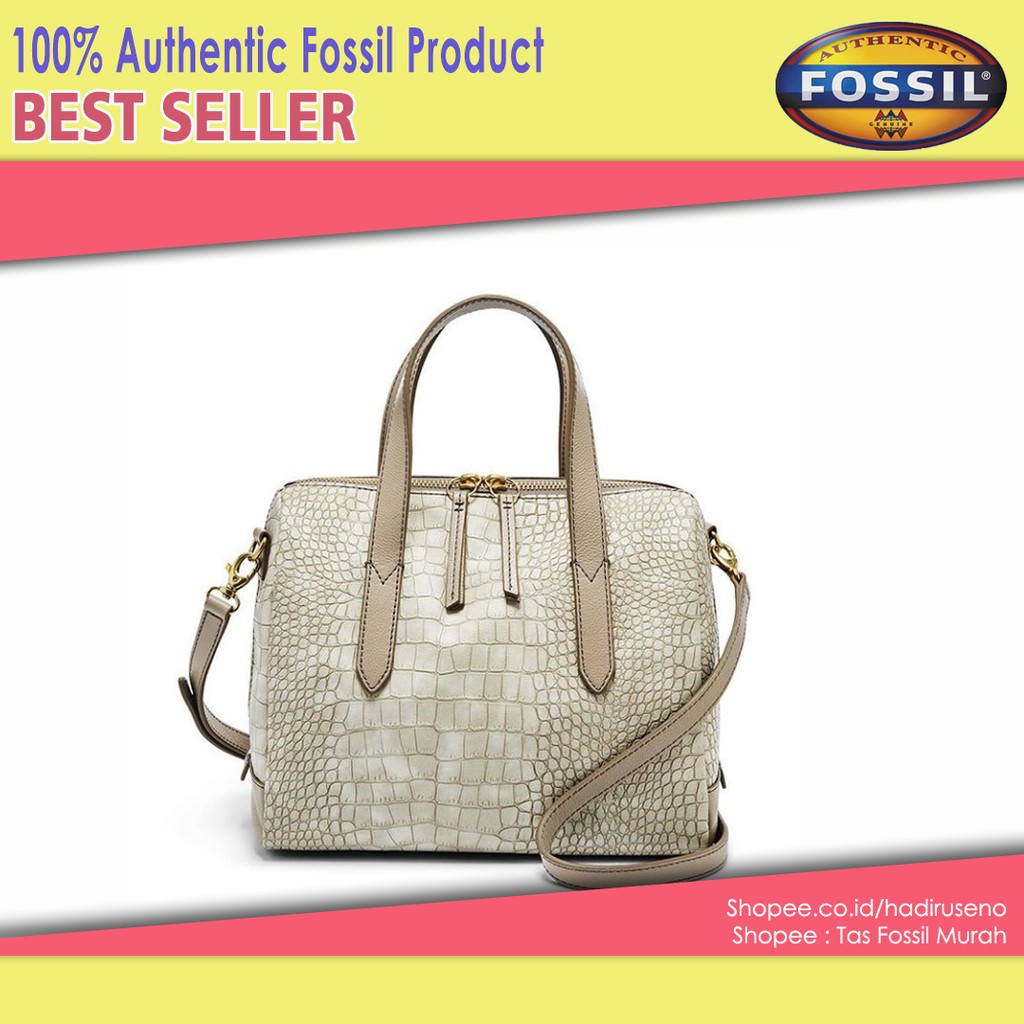 Tas Fossil Sydney Satchel Grey Croco