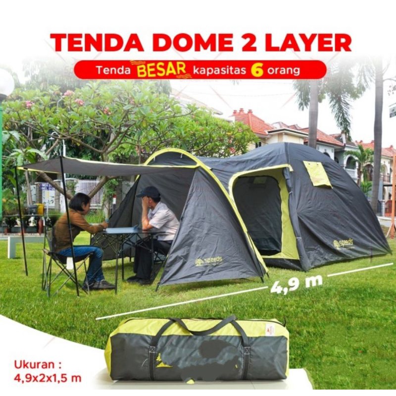 Tenda dome besar 2layer tenda keluarga camping