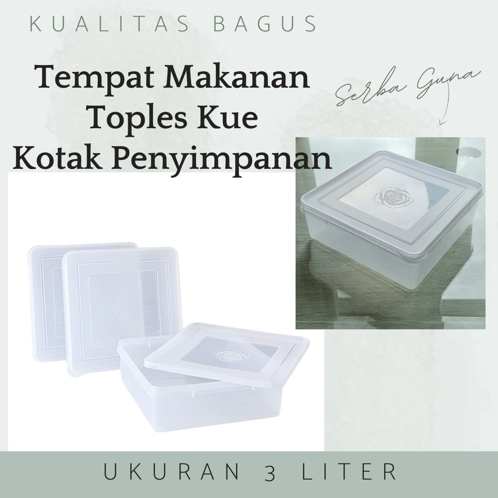 Kotak Makanan Plastik Toples 3L Isi 3 Pcs / Food Container Box - Putih