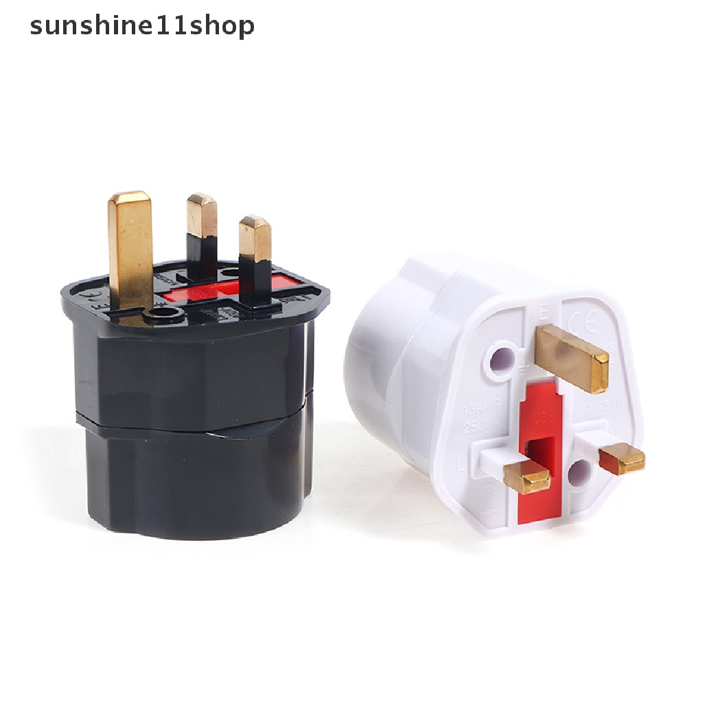 Sho Adapter Konverter Euro 2 Pin Ke UK 3 Pin Plug AC Universal Untuk Travel