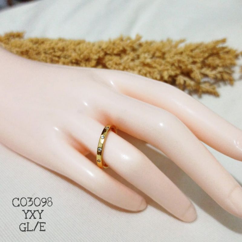 Cincin Yaxiya Model Tipis Mix Mata Zircon warna Gold (size 5-7) C03098