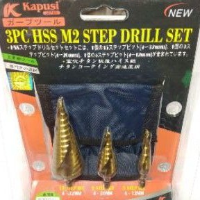 STEP DRILL PAGODA SET ISI 3PCS KAPUSI / STEPDRILL MULTIFUNGSI K-32403PCS Mata Bor Pagoda Kerucut | Step Cone Drill 4-12mm 4-20mm 4-32mm/mata bor pagoda SPIRAL + MULTI STEP drill HSS Titanium