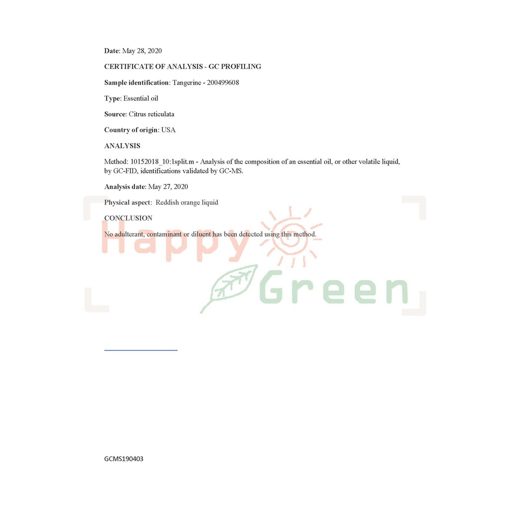 Happy Green Tangerine Essential Oil - Minyak Jeruk Keprok Citrus reticulata