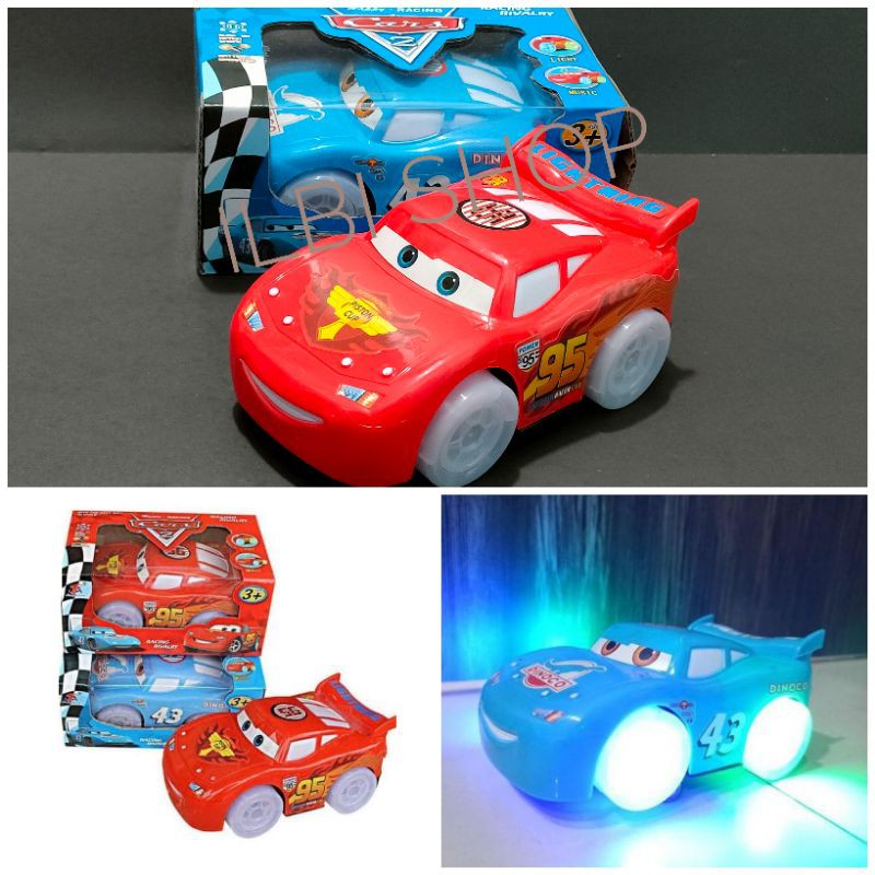 mainan mobil Cars McQueen  bump and go ban nyala lampu dan musik