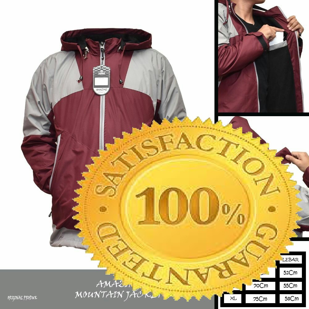 JAKET OUTDOOR WATERPROOF UNISEX PRIA WANITA ANTI ANGIN AMZ ADV MAROON