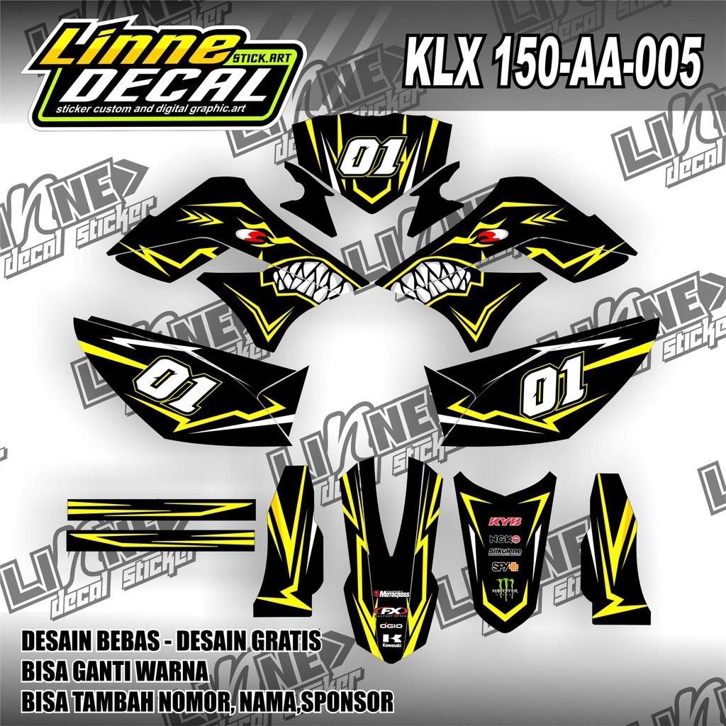 decal klx 150 hiu shark-stiker klx 150 hiu