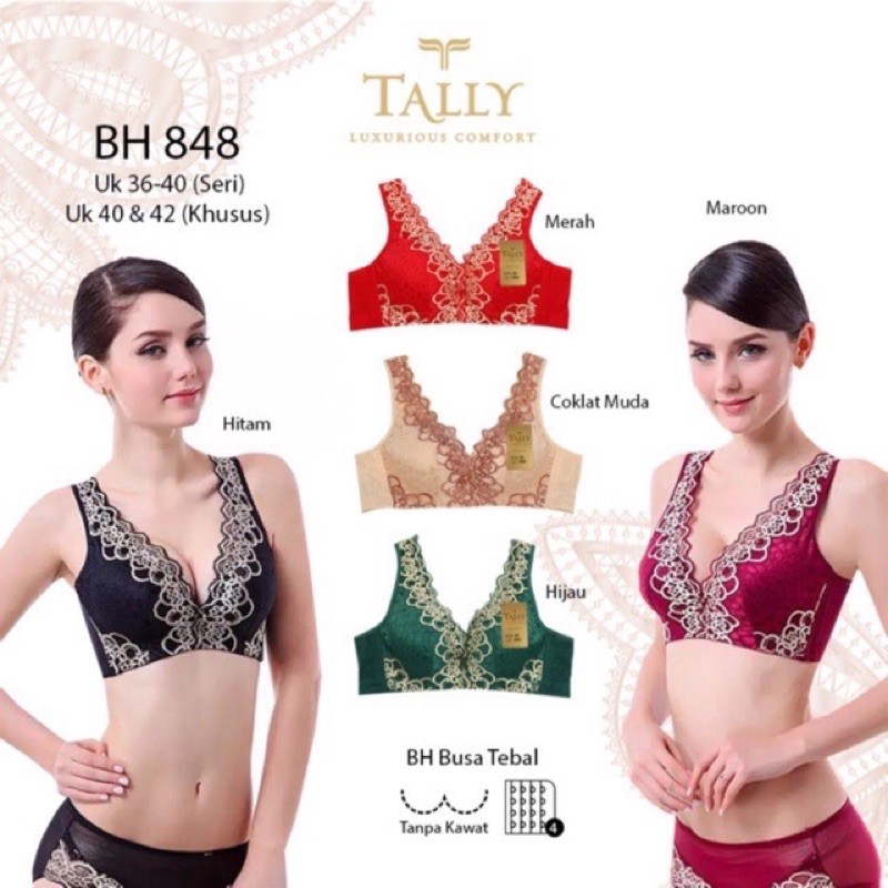 BH/ Bra TALLY 848 Push-Up Bra /penekan Lemak samping ( Tanpa Kawat+Busa)