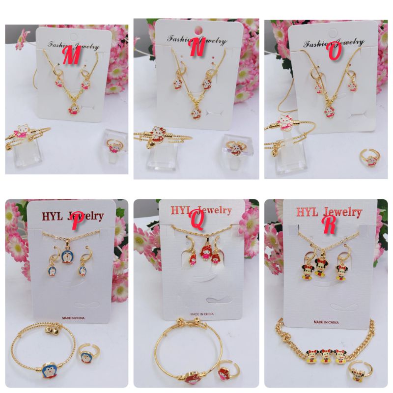 YAMK17. Xuping set anak-anak (cincin+anting+gelang+kalung) lapis emas