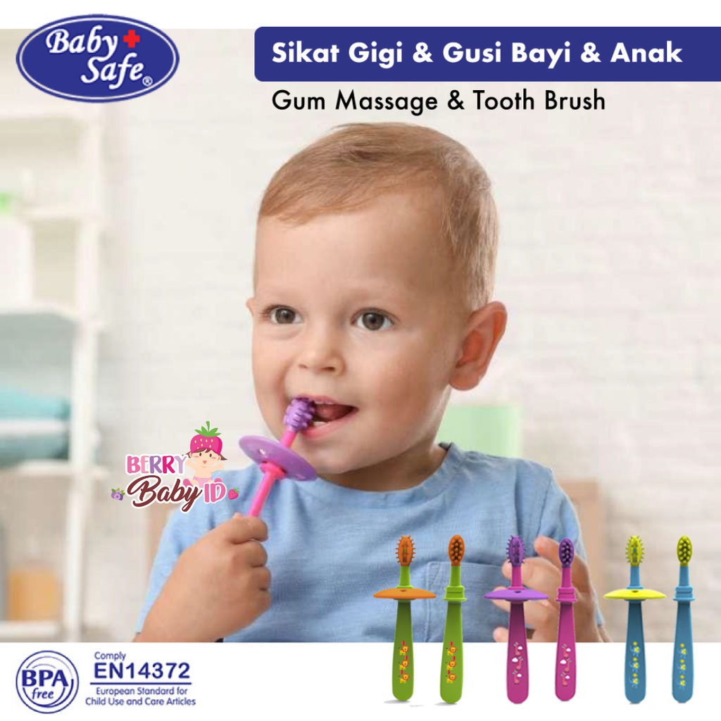 Baby Safe Gum Massage &amp; Toothbrush Sikat Gigi Bayi Anak Training Brush Berry Mart