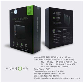Energea - Powerhub 4PD USB C QC3.0 Desktop Charger 75W - Gray (EU)
