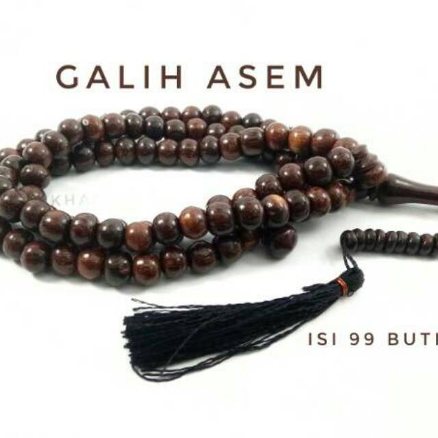 Tasbih Kayu Galih Asem Jaminan Asli Dim 8mm  Isi 99 Butir Top Quality Aksesories Keagamaan Ibadah Perlengkapan Sholat Dzikir Fashion Muslim