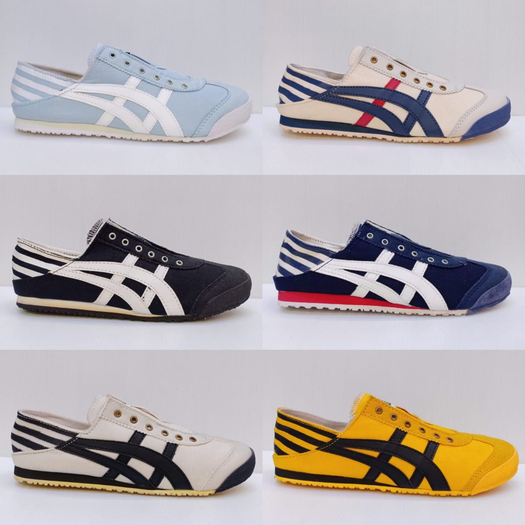 Sneakers sepatu wanita 0NITSUKA Tanpa tali Kuning List Hitam