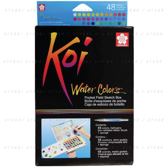 

(TERLARIS) Sakura Koi Watercolors Pocket Field Sketch Box - 48