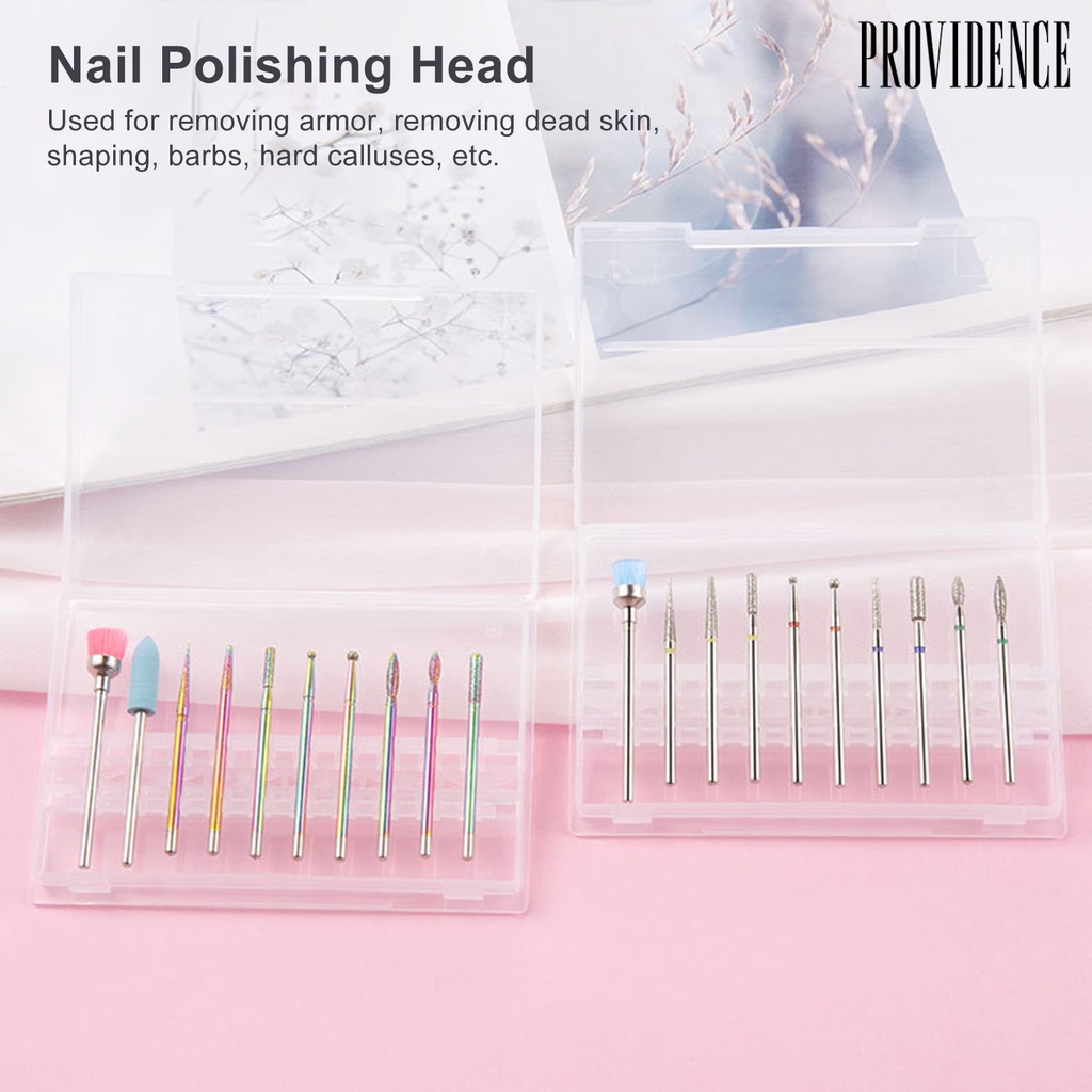 Providence 10Pcs/Box Manicure Polisher Universal High Strength Emery Nail Drill Bites Set for Women