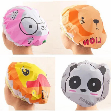 shower cap karakter penutup kepala pelindung rambut mandi
