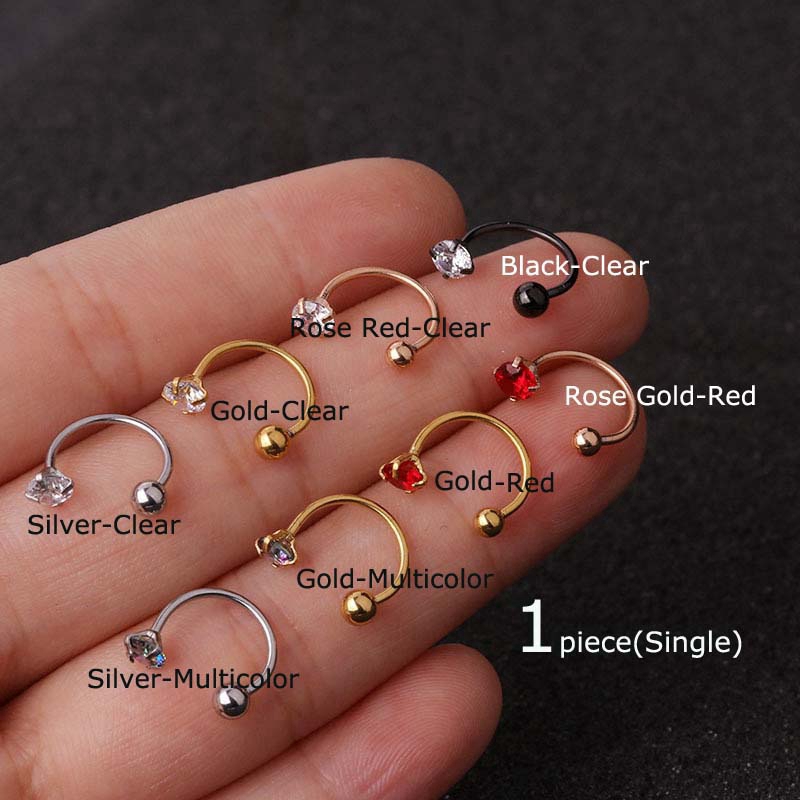 1piece Horseshoe Ring 20G Cartilage Earrings Daith Pinna Helix Piercing C Shape Stainless Steel