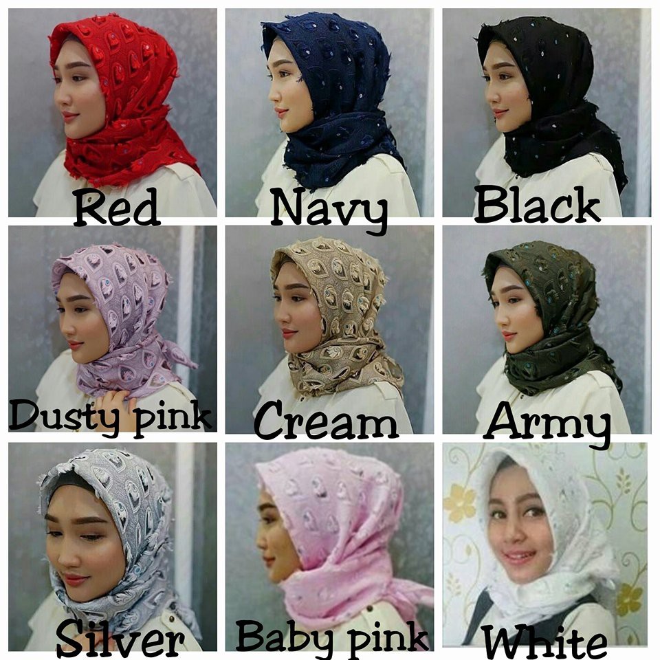 Bahan Jilbab Bawal Bulu Hati - Voal Motif