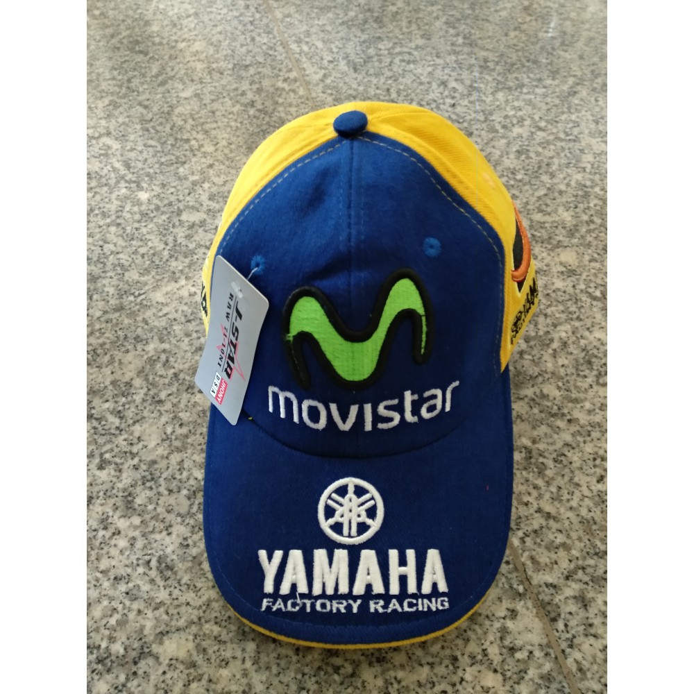 Topi VR46 valentino Rossi Yamaha Movistar Biru-kuning