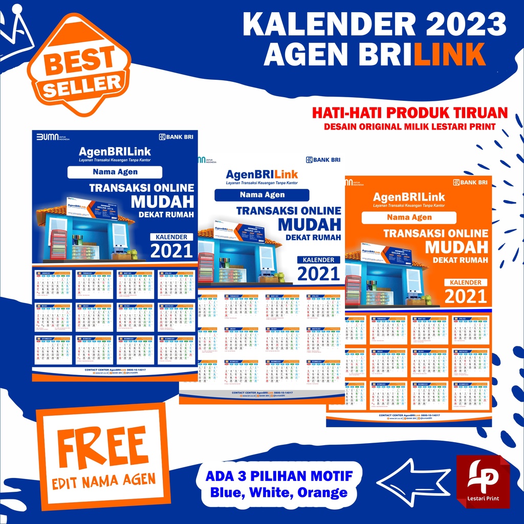 

KALENDER DINDING 2023 / AGEN BRILINK / BRI LINK / MOTIF / LESTARI PRINT