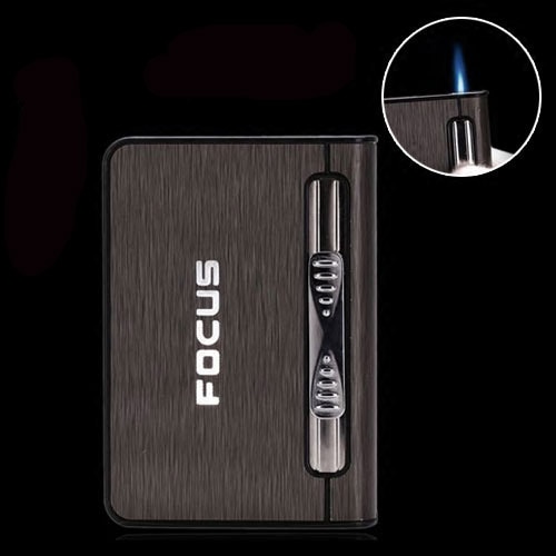 Focus Kotak Rokok Fashion 10 Slot dengan Korek Gas - JD-YH002 HITAM