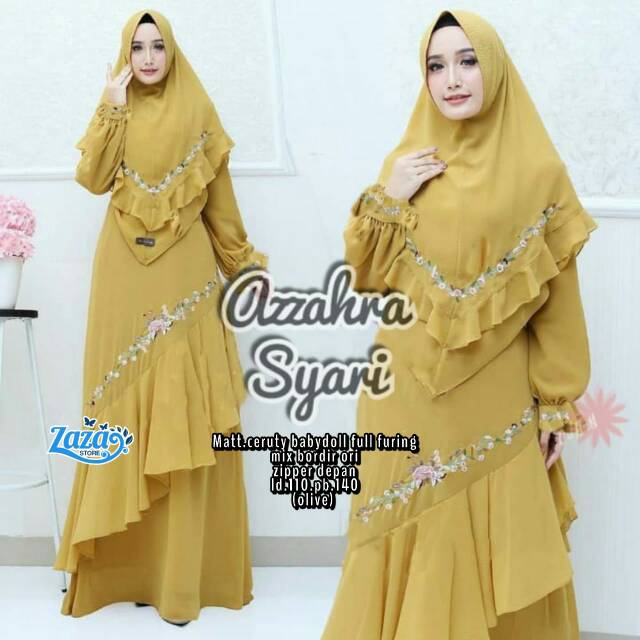 Gamis syari set bordir gamis syari pesta premium gamis busui gamis syari premium Azzahra Syari