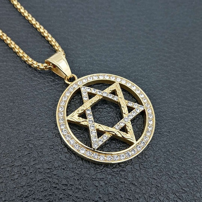 Hip Hop Hexagonal Star Pendant Kalung Pria / Aksesoris Perhiasan Fashion