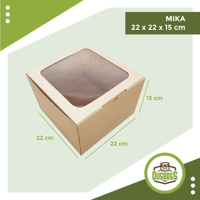 

BOX MIKA 22x22x15 cm kardus die cut, untuk kue hampers gift box MIKA MIKA