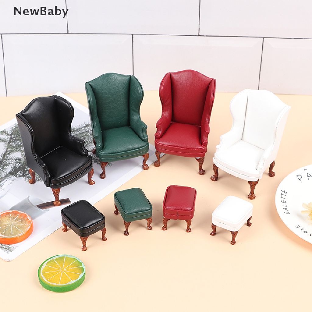 Newbaby Miniatur Sofa Kulit Dengan Pedal Dekorasi Rumah Boneka 1: 12