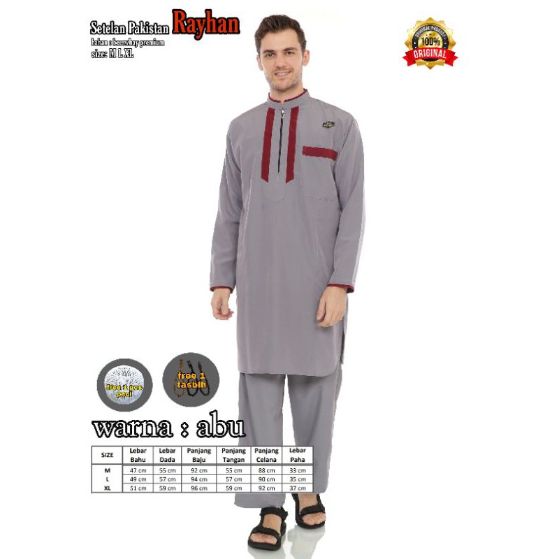 Baju Muslim Pakistan pria - Setelan Baju muslim-Abu muda