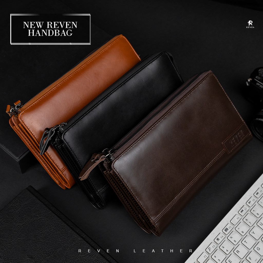 Handbag Pria Tas Clutch Pria Kulit Asli Reven Leather Diamante