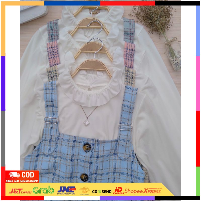 Jubal Overall Dress Kotak Premium JuKyung Korean Style by STUD Hijabstore