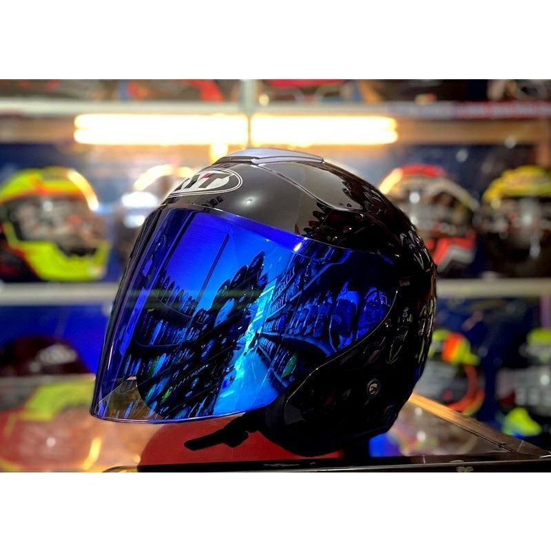HELM KYT KYOTO MERK DYR PAKET GANTENG  (KYOTO REPLIKA)-Hitam kaca biru