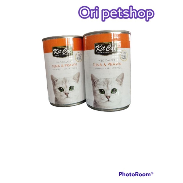 makanan kucing basah kaleng 400gr kit cat - RASA TUNA PRAWN