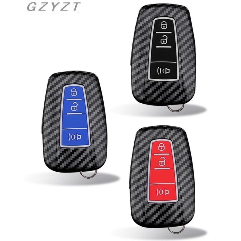 Case Kunci Mobil Bahan ABS Silikon Carbon Fiber Untuk Toyota Camry Corolla C-HR CHR Prado RAV4 Prius 2018 2019 2 / 3 / 4 Tombol