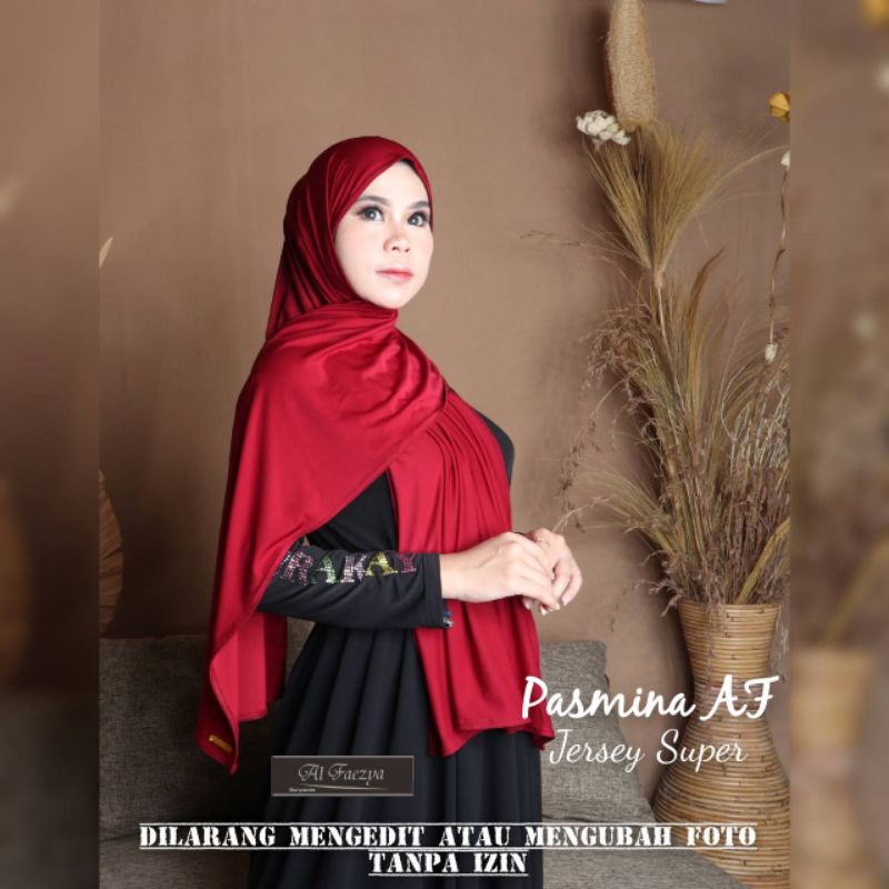 344 PASHMINA SELENDANG ALFAEZYA JERSEY SUPER/HIJAB PASMINA AF AL FAEZYA PUTIH ORI BY BUNYAMIN DOI DO