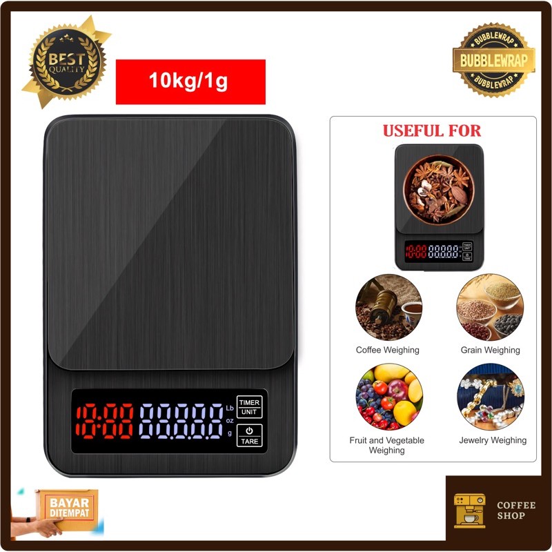 Timbangan Dapur Mini Digital Coffee Scale LCD 10000g 10 Kg Timbangan kopi Taffware Digipounds  1g
