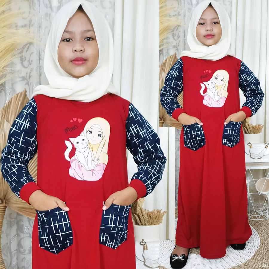 DRESS ANAK MIAO KOMBINASI ADA KANTONG 4-12tahun GL FASHION