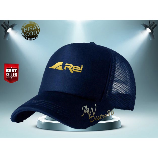 PROMO Topi Distro Rei Text Gold Premuim Quality Topi Trucker Keren Murah Banyak Di Cari Cowok &amp; Cewek Topi Kata Kata Sablon