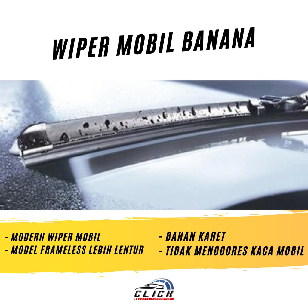 Wiper Mobil Soft Blade Banana RWB / Wiper Karet Mobil Model Banana Frameless RWB Original
