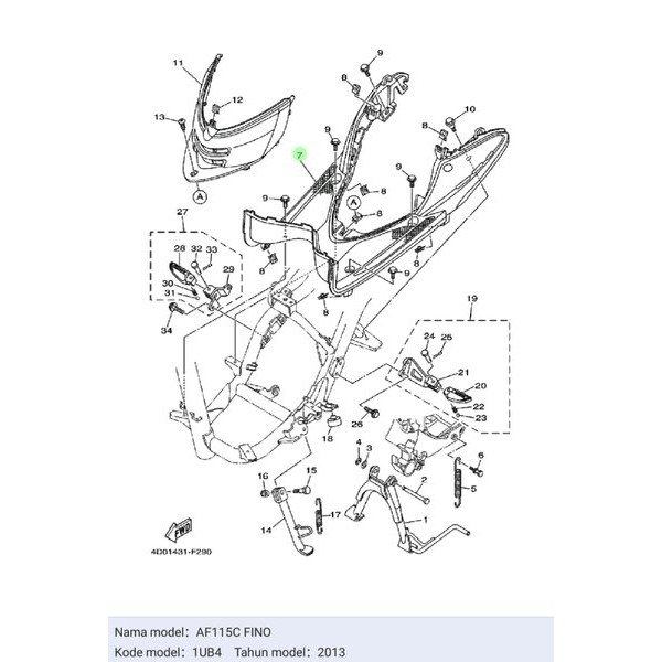 bordes pijakan kaki board footrest fino karbu original 1UB-F7481-00