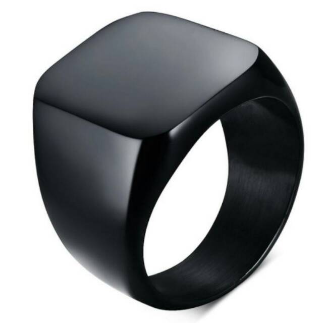 Cincin Cowok Pria Hitam Titanium Black kilat polos keren