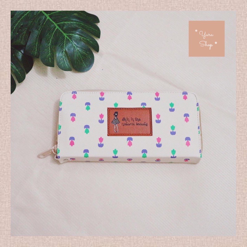 Dompet Panjang Motif Tulip Korea | Shin In The Natural Beauty Wallet | Yurashop