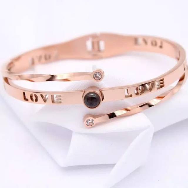 PROMO BEST SELLER GELANG KALUNG TITANIUM ANTI KARAT BUKTI CINTA PROYEKSI 100 I LOVE U BAHASA IMPORT