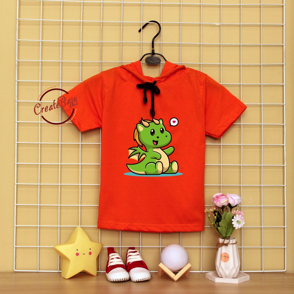 KAOS ATASAN HOODIE ANAK DINO DUDUK BAJU ATASAN ANAK 1-7 TAHUN