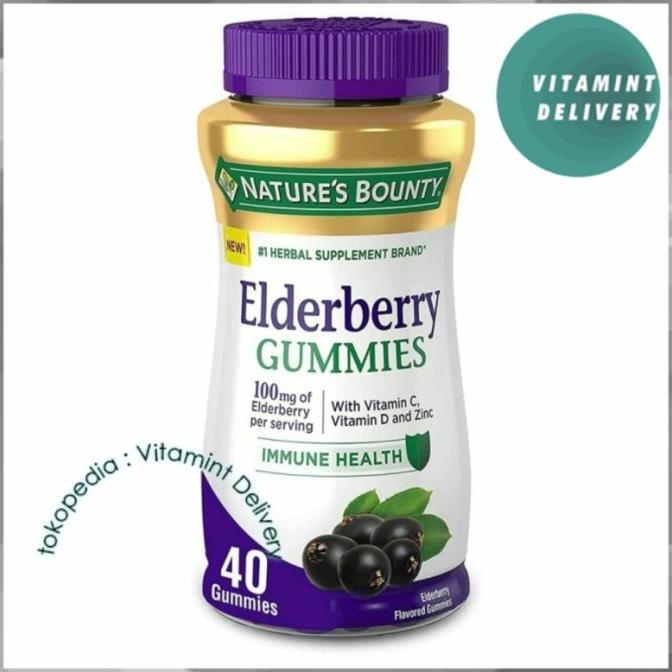 Nature'S Bounty Elderberry Gummies, Vitamin A, C, D, E And Zinc 28Eh1N6Na7