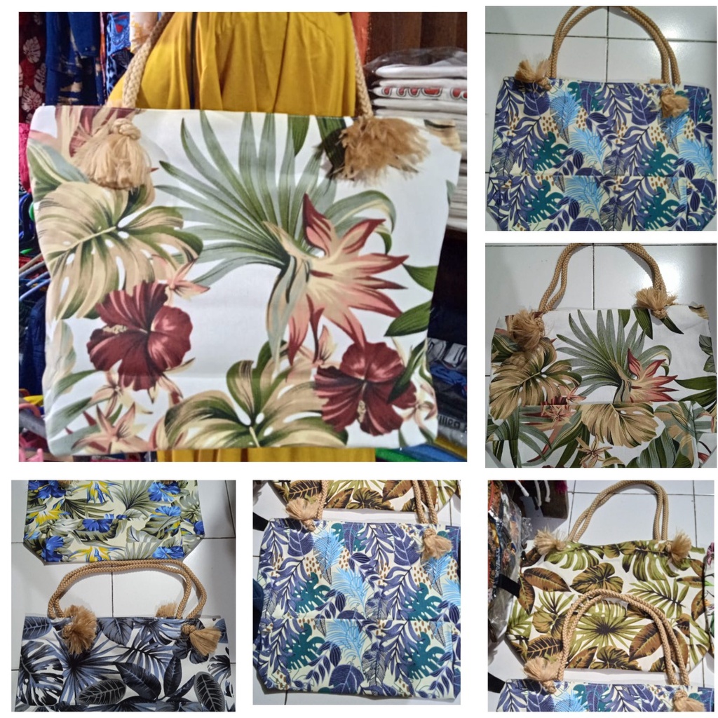 Tas panggul bunga kain denim Totebag bali