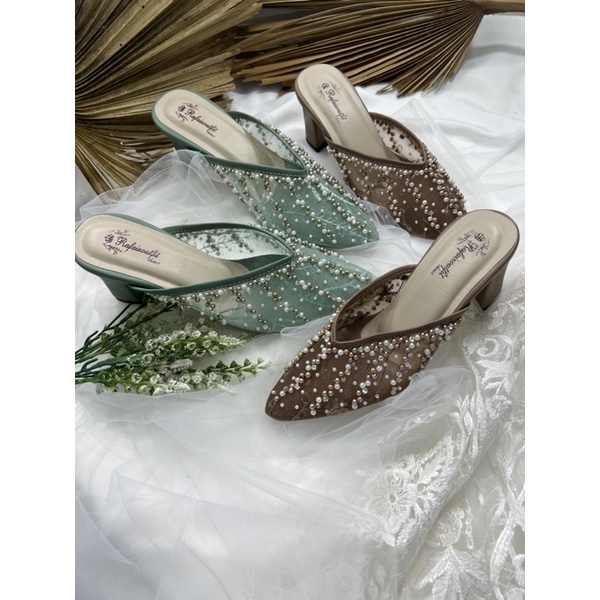 RAFAIZOUTFIt sepatu Yesika mocca sepatu wedding heels  cantik tinggi 7cm