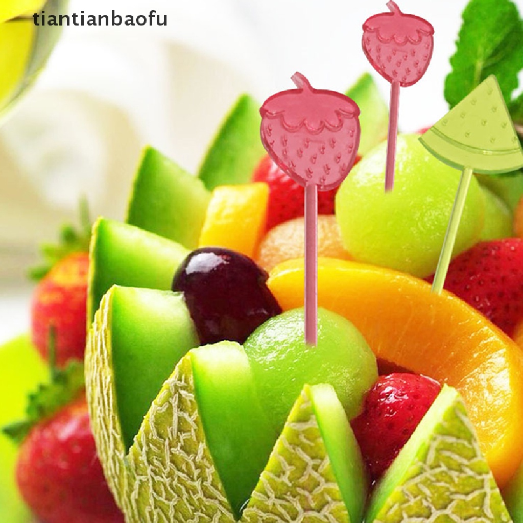 Garpu Buah / Kue / Dessert Mini Motif Kartun Strawberry Untuk Dekorasi