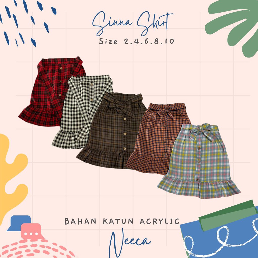 Setelan Rok Dan Kemeja Anak Cewek Sinna Skrit Neeca Kiddos Size 2 4 6 8 10 Tahun